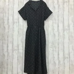 【 apart by lowrys 】アパートバイローリーズ PカイキンボタンワンピースSS ブラック 水玉模様 フリーサイズ