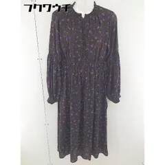 ◇ earth music&ecology 総柄 ウエストゴム 長袖 ロング ワンピース サイズF ブラウン レディース  【中古】 【1111080000268】