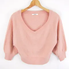 スナイデル ニット セーター 5分袖 ウール混 ストレッチ ブランド トップス レディース Fサイズ ピンク snidel 【中古】