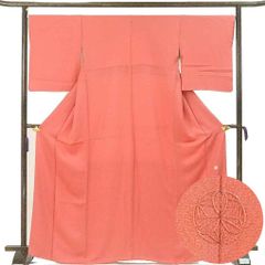 色無地 身丈168cm 裄67cm 前幅22.5cm 後幅30cm 袖丈52cm 袖幅35cm レディース 袷 無地 裄長 裄Lサイズ 秋冬春用 正絹（シルク）ピンク トールサイズ 美品 リメイク リユース リサイクル【呉服のきくや】
