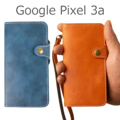 【処分】 Google Pixel 3a ケース 手帳型 シンプル Pixel3a カバー ボタン スナップ 青 茶 ブルー ブラウン オレンジ レザー 革 スマホケース 送料無料 安いのサムネイル
