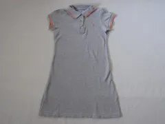 プチバトー petit bateau アウトレット 子供服 女の子 8歳 約 120cm 半袖 ワンピース グレー ポロ地 春 夏 ★4 ガールズ 女児 キッズ 【中古】 ユーズド リサイクル こども