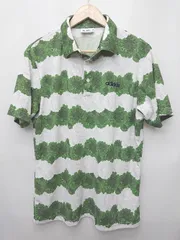 ◇ ⊂ adidas アディダス 花柄 半袖 ポロシャツ サイズO グリーン ホワイト メンズ P  【1411070010742】