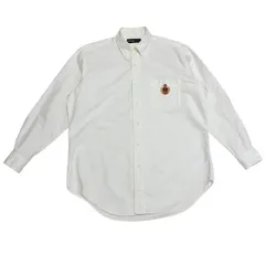 中古 ラルフローレン Ralph Lauren 長袖 ボタンダウンシャツ クリーニング済み 白 刺繍 メンズ Lサイズ