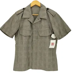 ピーエスポールスミス PS Paul Smith 比翼 エポレット リネンコットン  グレンチェック オープンカラーシャツ メンズ import：M 