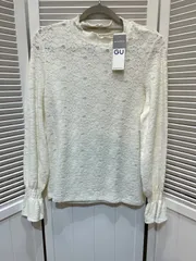 未使用☆GU ジーユー 起毛レースインナーT 長袖 Mサイズ オフホワイト