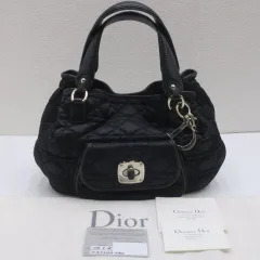 Christian Dior クリスチャンディオール カナージュ キルティングハンドバッグ ブラック 黒 02-BO-0039 シルバー金具 -  メルカリ