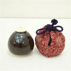 メル61654　濃茶入れ　茶入　陶器　仕覆付　茶道 メル61654 濃茶入れ 茶入 陶器 仕覆付 茶道 メル61654 濃茶入れ