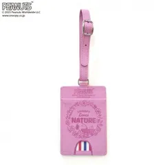 PEANUTS　スヌーピー　Fレザー(NATURE)　カードホルダー　ピンク