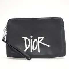 Christian Dior/クリスチャンディオール ショーン・ステューシー レザー クラッチバッグ ブラック メンズ ブランドのサムネイル