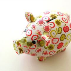 ポンピドゥ マネーバンクピッグ 貯金箱 陶器 豚 ブタ ハート柄 