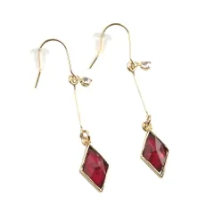 【レッド×ピアス】[Cream dot. クリームドット公式] ピアス レディース フック 揺れる 菱形 フレーム シェル 貝 封入 ビジュー キラキラ 上品 清楚 大人 デイリー カジュアル 女性 結婚式 お呼ばれ アクセサリー プレゼント ギフト 