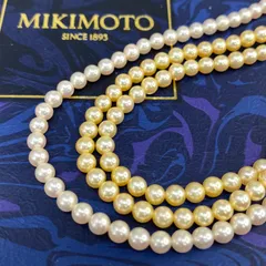 mikimoto ミキモト　御木本 used  k18YG AU750 18金 養殖あこや真珠 ベビーパール ３連ネックレス 3.5ミリから4.0ミリ