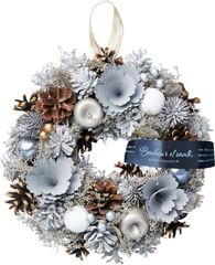 クリスマスリース　25cm　シルバー　ドライフラワーのリース 32M