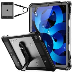 【新着商品】キックスタンド ショルダーストラップ TouchID認証対応 保護フィルム付 ペン収納 耐衝撃 お風呂 防塵 完全防水 IP68 防水ケース キッチン ケース[2020] 第4世代 Air Air Air 作業現場等に活躍 iPad iPad iP