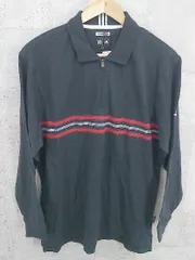 ◇ adidas アディダス 長袖 ハーフジップ Tシャツ カットソー S ブラック レッド ホワイト #  【1002800237708】
