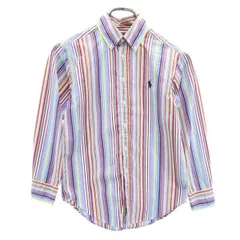 ラルフローレン ストライプ 長袖 ボタンダウンシャツ S（8） RALPH LAUREN ロゴ刺繍 キッズ 【中古】  【230322】