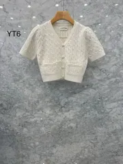 jsNEW YORKスターセール（当日発送）完売ケーブル編み V 半袖ニットカーディガン