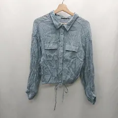 ◇ Θ Heather ヘザー 透け感 長袖 シャツ ブラウス サイズF ブルー系 レディース E  【1502030015911】