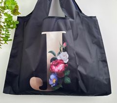 イニシャル、J　エコバッグ 丈夫 オシャレ 折り畳み 買い物バッグ 大容量