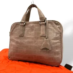美品 2210 aniary ミニブリーフケース クロコ型押し レザー B5