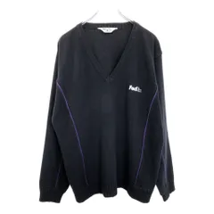 フェデックスアクリルニット L カーディガン 刺繍ロゴ ヴィンテージ 黒 FedEX stan herman ⁄ ニット ジップアップ 刺繍 デザイン古着 USA 古着