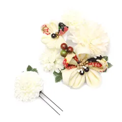 髪飾り 成人式 つまみ細工 振袖 前撮り 袴 花 浴衣 夏祭り 花火大会 ２点セット 白 浴衣 かんざし 髪型 ヘアスタイル ヘアアレ No.9-3846