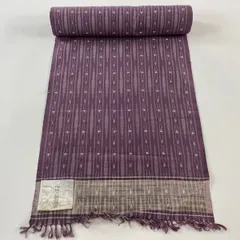 反物 秀品 紬 幾何学模様 灰紫 正絹 【中古】