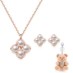 【新品】 [FH.bird] パール ピアス ネックレス レディース ピンクゴールド「幸運のお守りです」シルバー925 金属アレルギー対応 6月誕生石 ピアス 真珠 ネックレス 誕生日プレゼント女性 人気 1