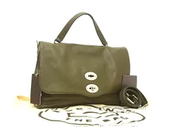 ■極美品■ ZANELLATO ザネラート ポスティーナ レザー 2WAY ハンドバッグ ショルダー レディース カーキ系 FT0556のサムネイル