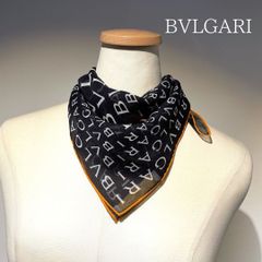 美品 BVLGARI ブルガリ 大判スカーフ シルク ブラック/ピンク - メルカリ