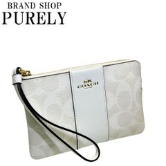 コーチ ポーチ レディース COACH 小物入れ シグネチャー コーナー ジップ リストレット CS602 IMRFF グレイシャーホワイト