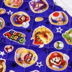 約105×35cm 　スーパーマリオブラザーズ マリオ ワッペン柄　キルティング生地 GQ9905-1B ネイビー　生地 布地 布 ハンドメイド