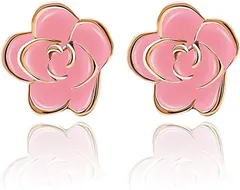 CHLOEOS バラ ピアス レディース 人気 蔷薇 ローズ 花 スタッドピアス k18金RGP 大人 可愛い 金属アレルギー対応 結婚式 お呼ばれ 小顔 シンプル 両耳用 おしゃれ カジュアル 上品 ギフトBOX付き(ピンクピアス単品)