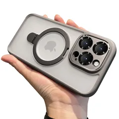 新品 Damesine iPhone 15 ProMax用ケース シリコン耐衝撃 「MagSafe対応」 マグネット搭載 隠しスタンド マット 絹の滑らかな触り ワイヤレス充電対応 クールメタルカメラカバー 指紋防止 御洒落 アイフォン15プロマックスケース