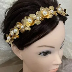 髪飾り　ヘッドドレス　結婚式　卒業式　成人式　前撮り　二次会　ウェディング　ゴールド　お花