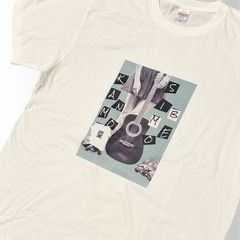 ギターガール&2亀プリントTシャツXL 白 カメオリジナル半袖Tシャツ