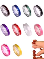 【特価商品】10色セット) (平紐 通しワイヤー 天然石 ゴム紐 ブレスレット用 パワーストーン さけるゴム ゴム ポリウレタン伸びる 繊維入り オペロンゴム0.5mm クラシップ 水晶の線 LYHMHAMY