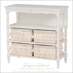 ロマンティックプリンセス アンティーク調 ホワイトチェスト 4カゴ付き