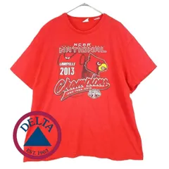 【肩幅56cm】NCAAプロチーム メキシコ製 DELTA PRO WEIGHT  LOUISVILLE ルイビル・カージナルス BASKETBALL 2013 チャンピオン プリント 半袖Tシャツ XLサイズ 綿100% レッド 【湘南倉庫】US古着 T24