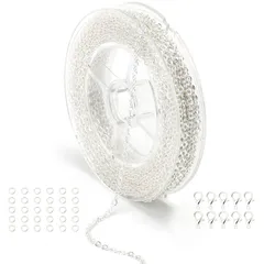 リングチェーン 小豆タイプ ジュエリー用 DIY用 クラフト手作り用品 ハンドメイド 幅1.5mm アクセサリ 長さ約5メートル   ジュエリーチェーン
