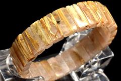 【１点物】整列金針の輝き！ ゴールドタイチンルチルクォーツ　5-8.5x15mm　バングル パワーストーン 天然石 _MA4515