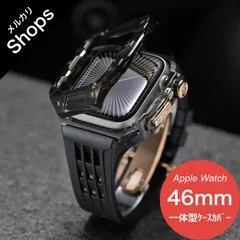 【Apple Watch Series 11/10・46mm】バンド アップルウォッチ カバー ベルト シリコン ステンレス ケース 一体型 セット おしゃれ クリア（クリアブラック/ブラック）❷