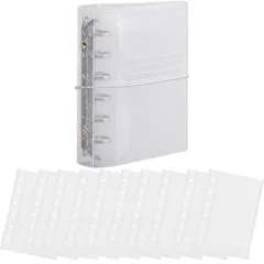 Alpha Depot シール帳ミニバインダー 透明クリア 女の子向け はがせるシール収納 手帳型 6穴リング式 シールコレクション収納 (A6リフィル10枚) [A6リフィル10枚]