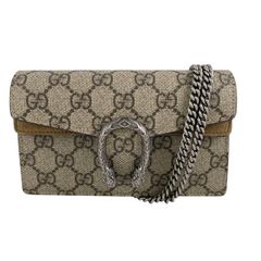 【GUCCI】グッチ ディオニュソス スーパーミニバッグ 476432 ショルダーバッグ レザー レディース チェーンショルダー GGスプリーム ポシェット ベージュ