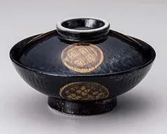 和食器  ユ356-138 引出黒紋様6.0平蓋丼