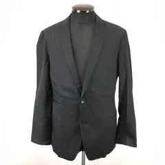 Calvin Klein【カルバンクライン】 春夏テーラードジャケット【メンズM/黒/black/ストライプ模様】裏地なし/シングル/Jacket◆BJ009-a