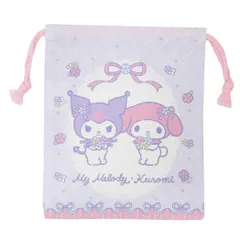 【メール便】マイメロディ＆クロミ 巾着袋 巾着S きんちゃくポーチ パープル サンリオ マルヨシ 新学期準備雑貨 幼稚園 小学生 キャラクター グッズ 