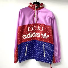 GUCCI × adidas ナイロンジャケット ブルー ピンク 40 | Mercari