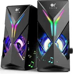 OROROW PCスピーカー 10Ｗ出力 ゲーミングスピーカー デスクトップスピーカー RGBスピーカー パソコン用 大音量コンピュータスピーカー モニター用スピーカー 3.5mm入力 S201(ブラック,  10W)のサムネイル